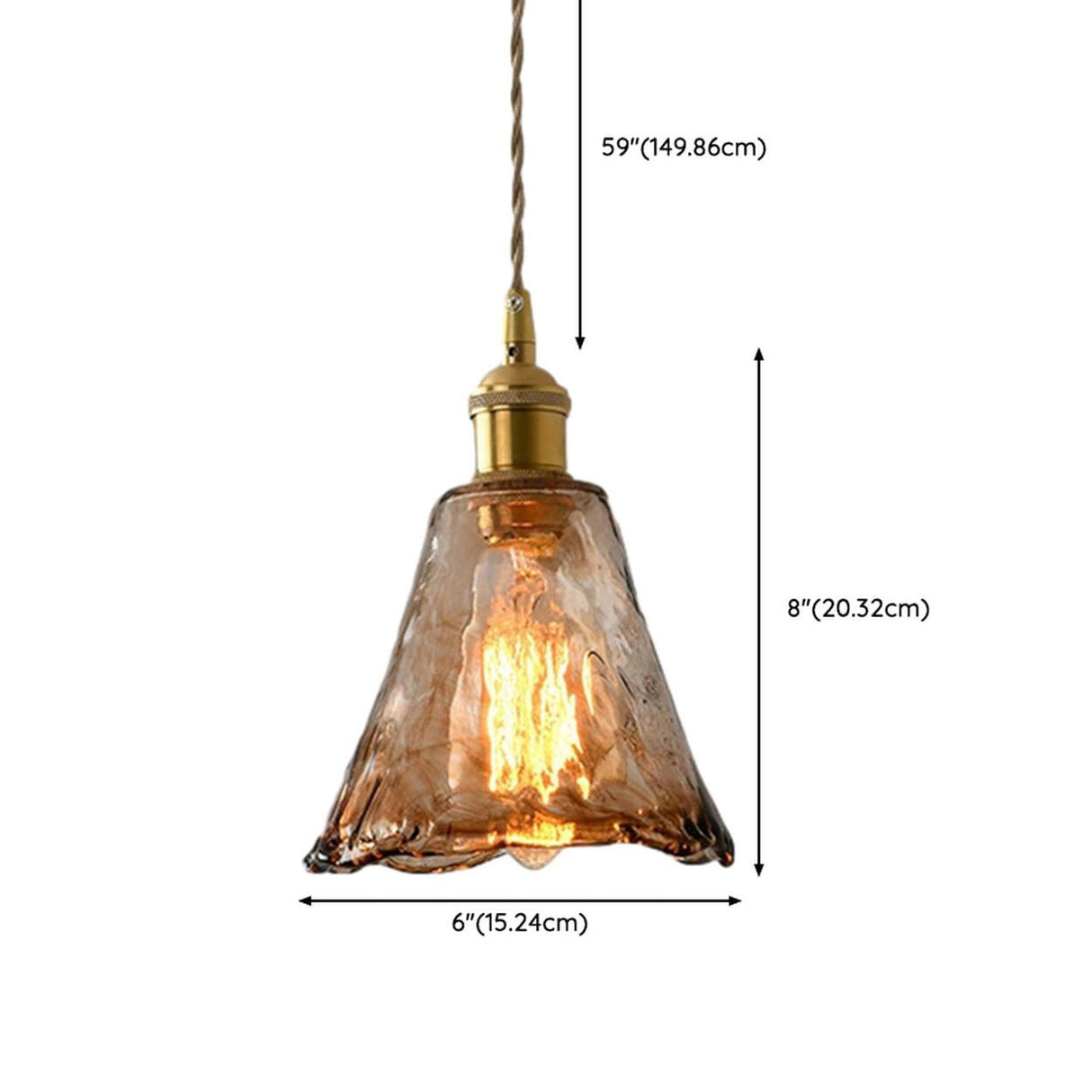 Modern Brown Geometric Glass Floral Wavy Pendant Light 