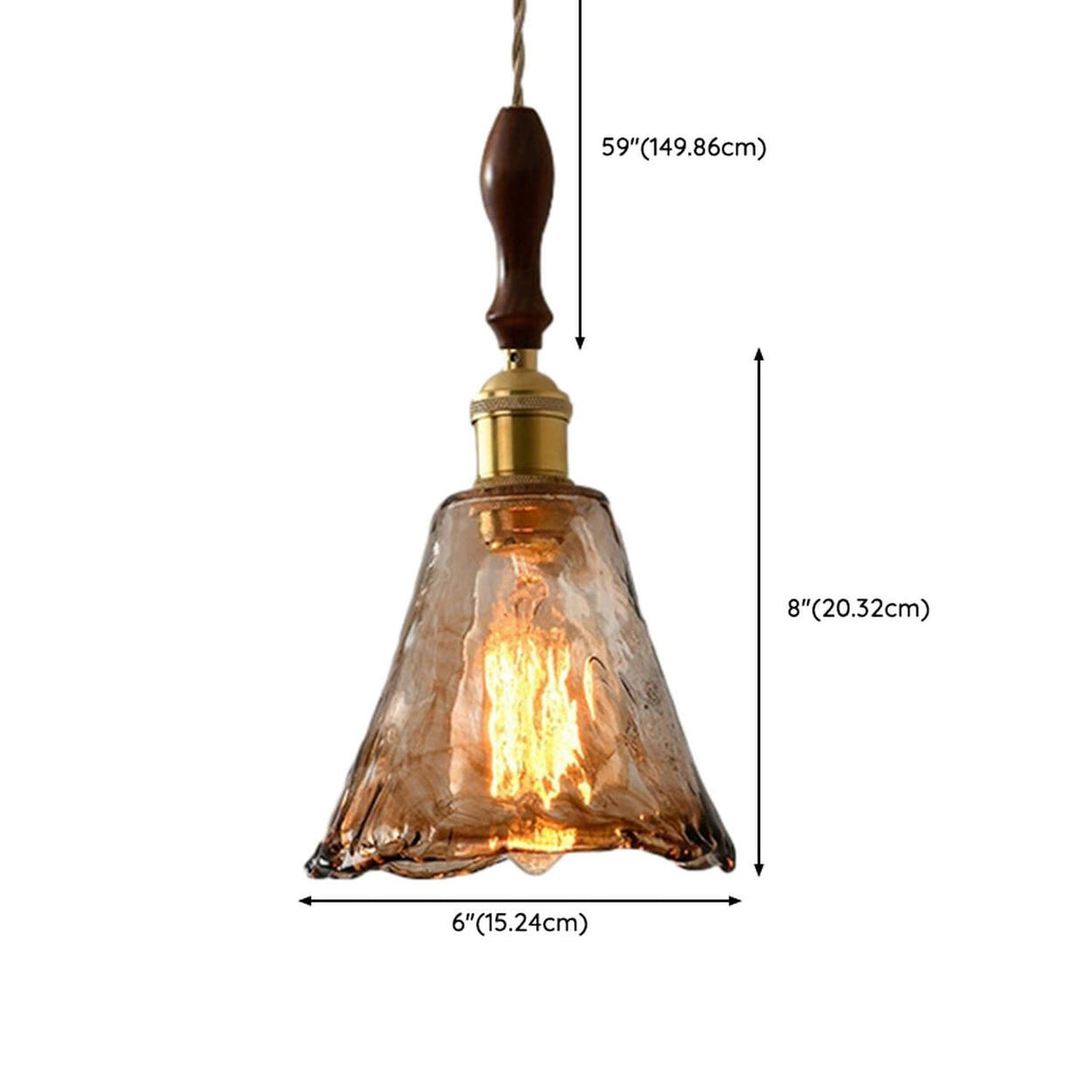 Modern Brown Geometric Glass Floral Wavy Pendant Light Image - 30