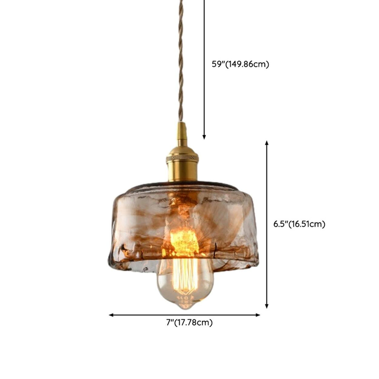 Modern Brown Geometric Glass Floral Wavy Pendant Light Image - 37