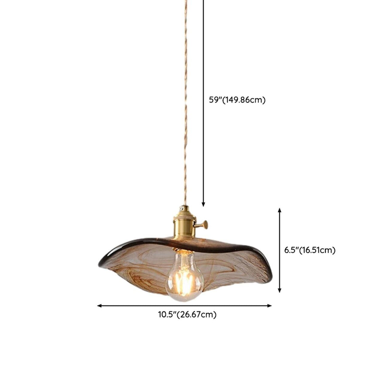 Modern Brown Geometric Glass Floral Wavy Pendant Light Image - 39