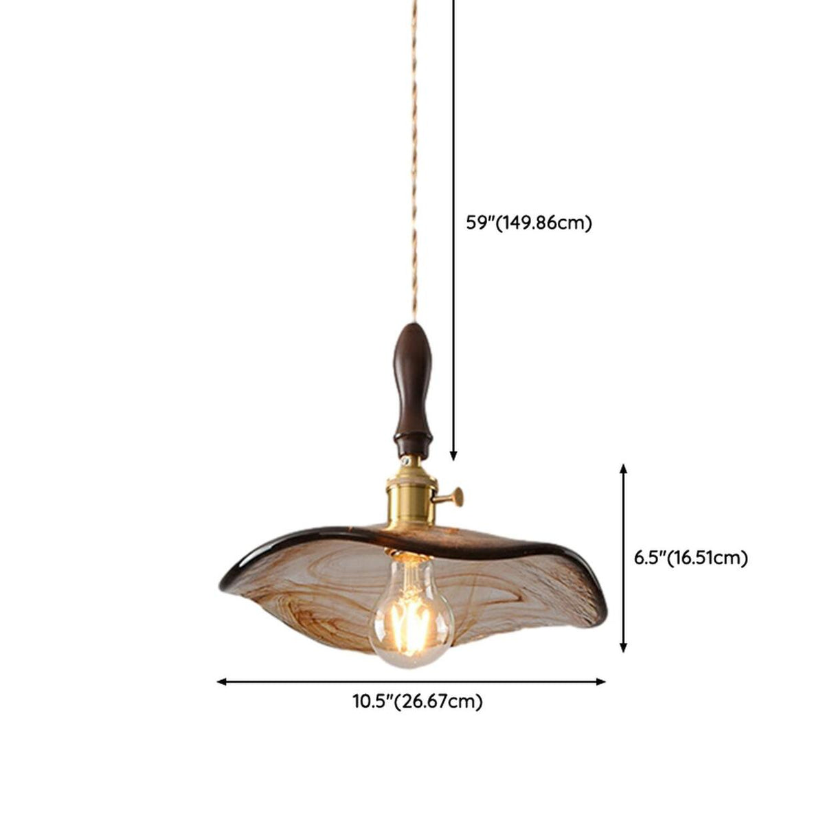 Modern Brown Geometric Glass Floral Wavy Pendant Light Image - 40