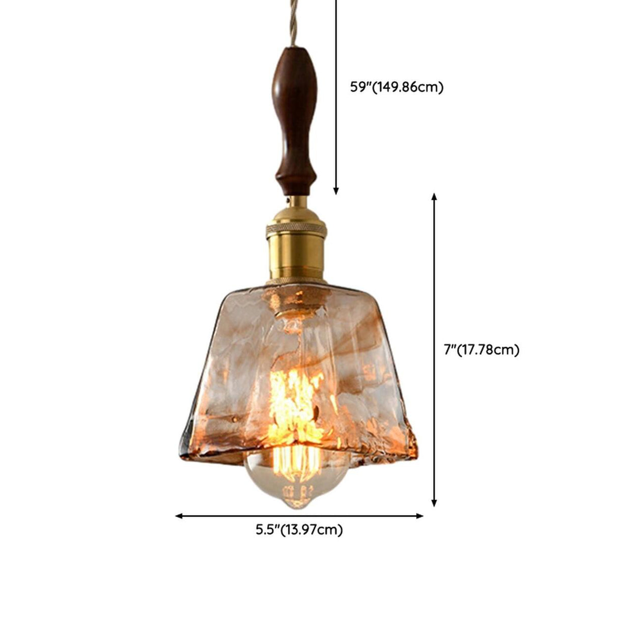 Modern Brown Geometric Glass Floral Wavy Pendant Light Image - 42