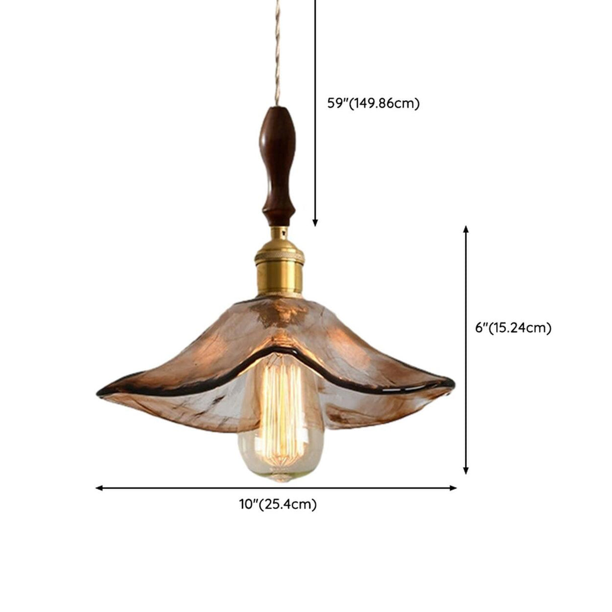 Modern Brown Geometric Glass Floral Wavy Pendant Light Image - 44