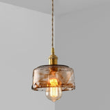 Modern Brown Geometric Glass Floral Wavy Pendant Light Image - 5