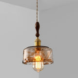 Modern Brown Geometric Glass Floral Wavy Pendant Light Image - 7