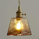 Modern Brown Geometric Glass Floral Wavy Pendant Light Image - 9