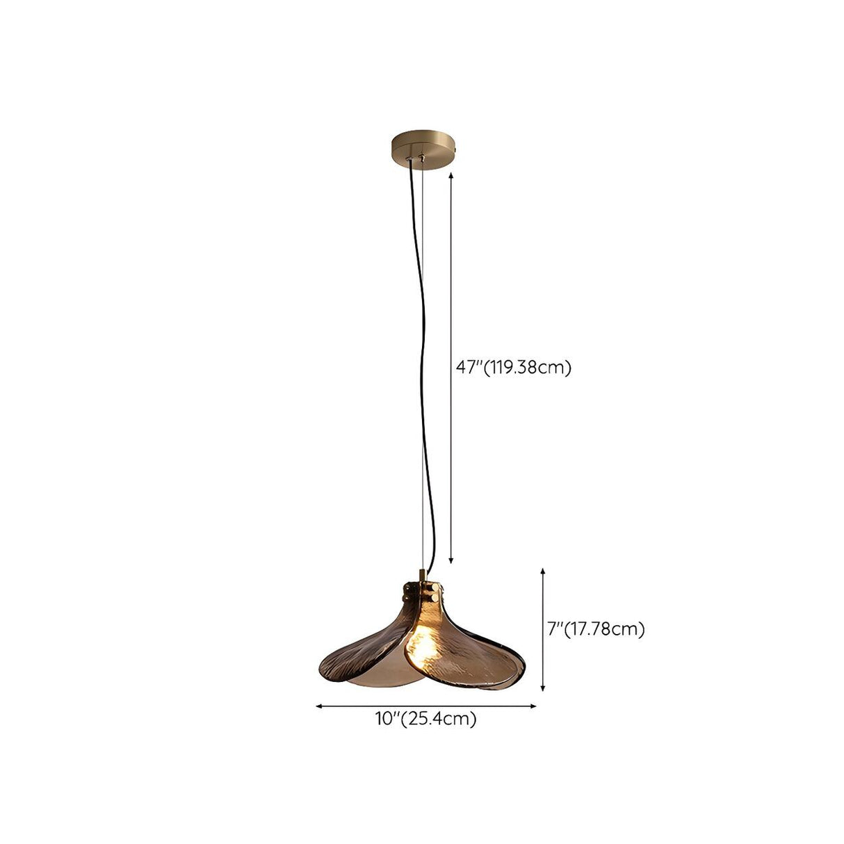 Modern Brown Glass Flower Adjustable Height Pendant Light 