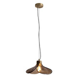 Modern Brown Glass Flower Adjustable Height Pendant Light Image - 5