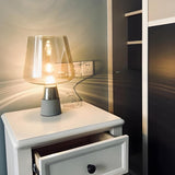 Modern Brown Glass Shade Cup Shade Bedroom Table Lamp Image - 12