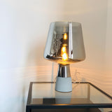 Modern Brown Glass Shade Cup Shade Bedroom Table Lamp Image - 13