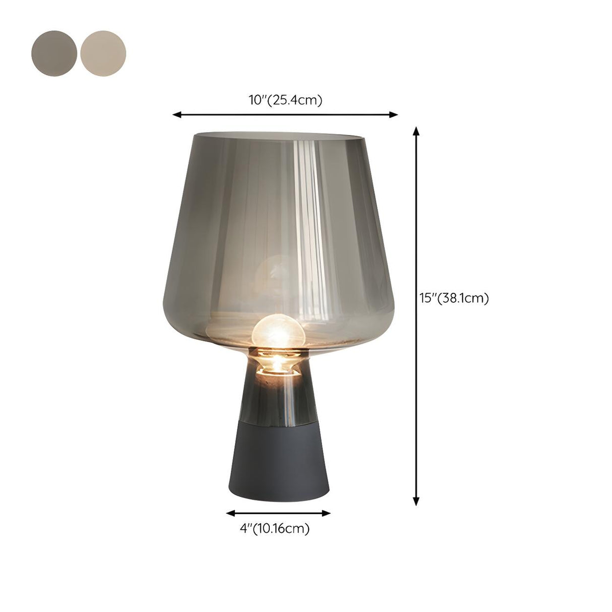 Modern Brown Glass Shade Cup Shade Bedroom Table Lamp 