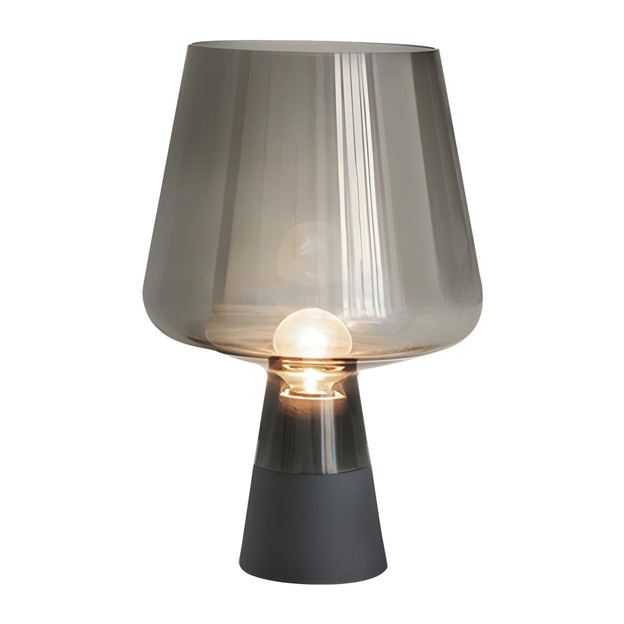 Modern Brown Glass Shade Cup Shade Bedroom Table Lamp Image - 2