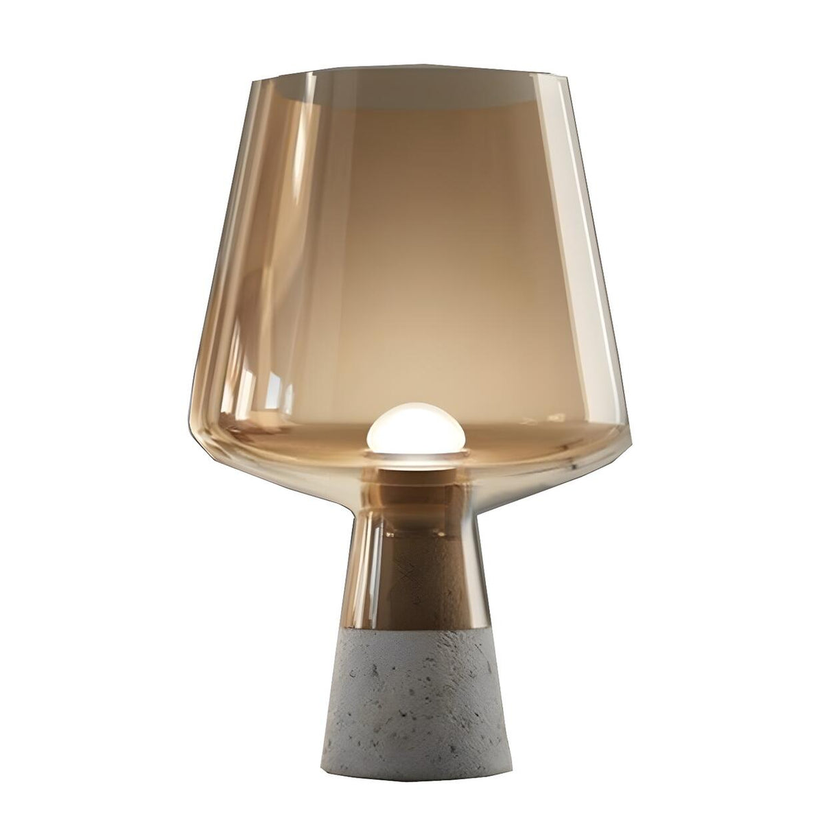 Modern Brown Glass Shade Cup Shade Bedroom Table Lamp Image - 6