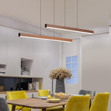 Modern Brown Rectangular LED Island Pendant Light Image - 3