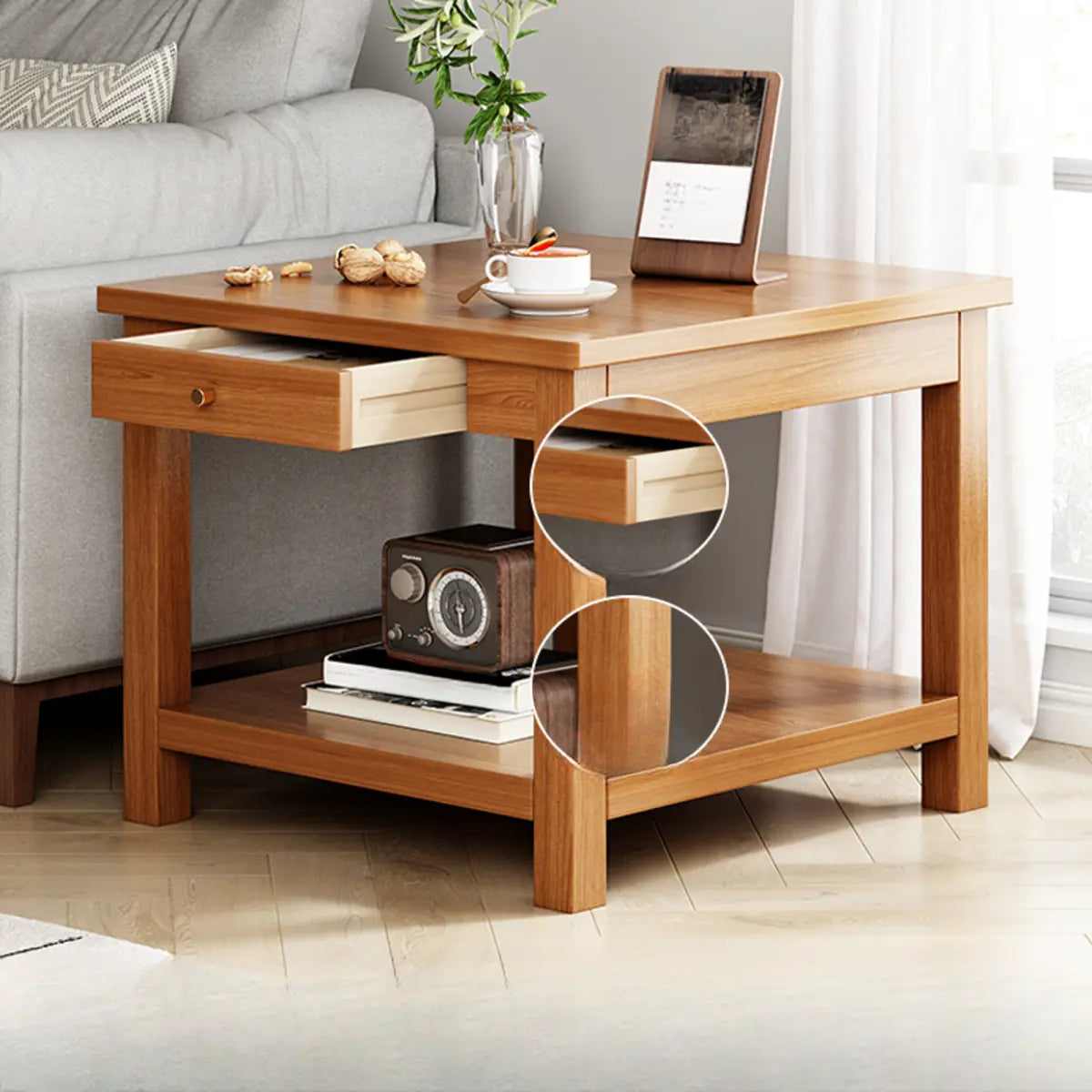 Modern Brown Rectangular Manufactured Wood End Table Image - 15