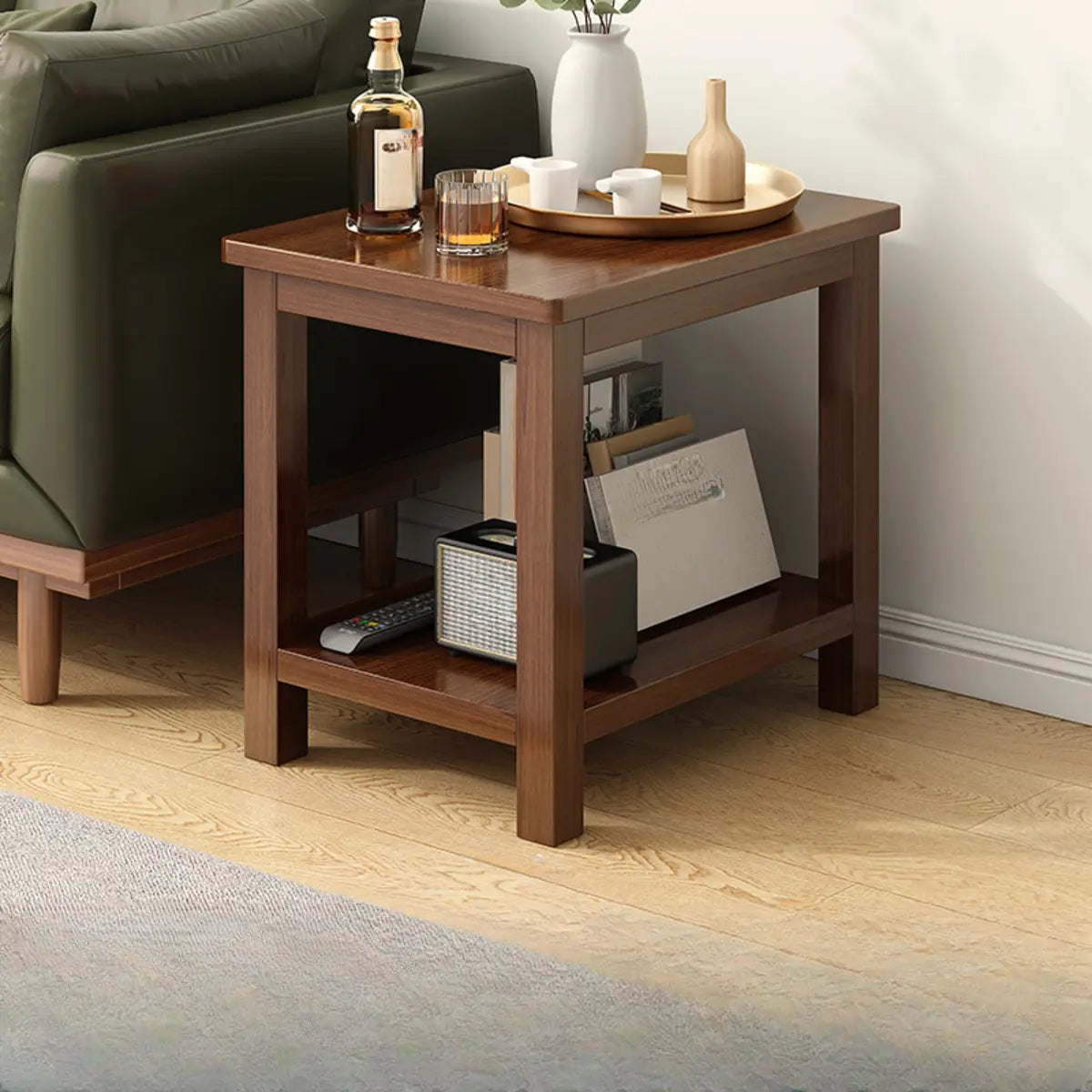 Modern Brown Rectangular Manufactured Wood End Table Image - 3