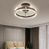 Modern Brown Round Clear Blade LED Ceiling Fan Light Image - 1