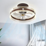 Modern Brown Round Clear Blade LED Ceiling Fan Light Image - 4