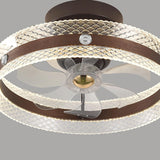 Modern Brown Round Clear Blade LED Ceiling Fan Light Image - 8