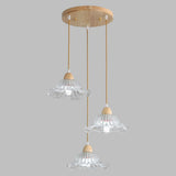 Modern Burlywood Wood Color Clear Glass Cone Pendant Light Image - 11