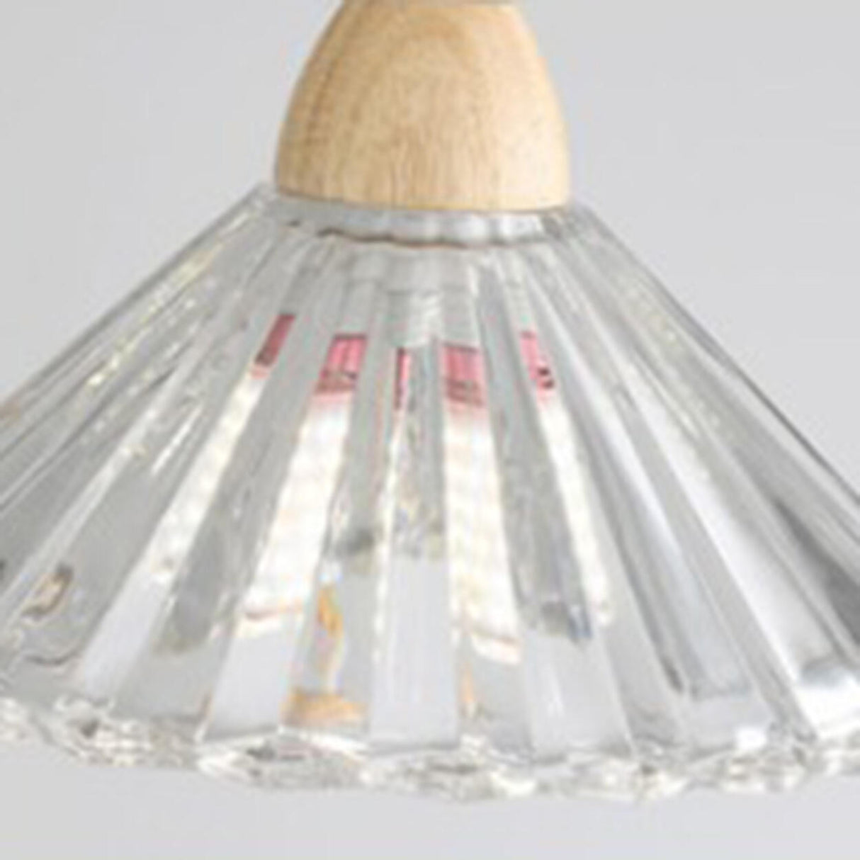 Modern Burlywood Wood Color Clear Glass Cone Pendant Light Image - 12