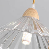 Modern Burlywood Wood Color Clear Glass Cone Pendant Light Image - 14