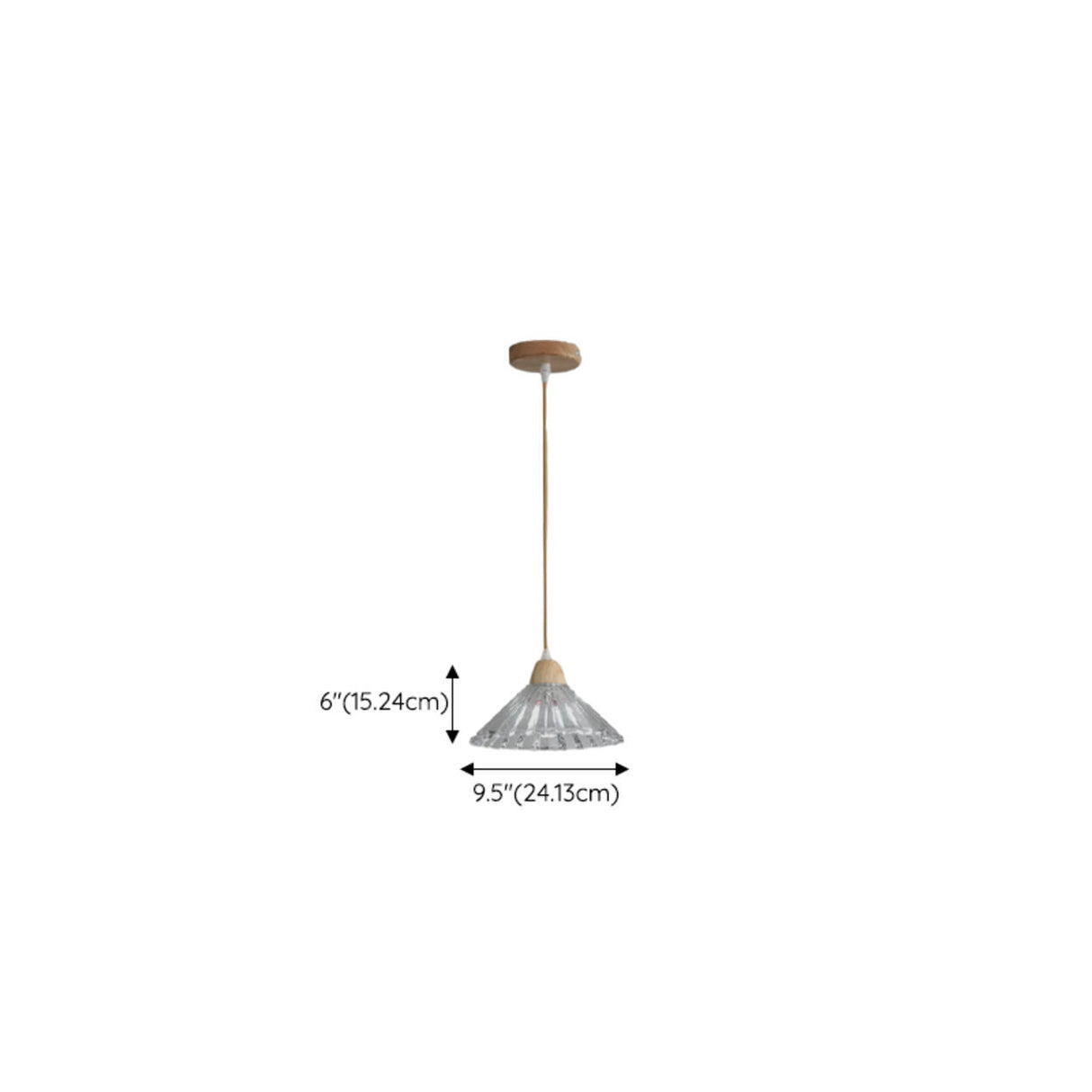 Modern Burlywood Wood Color Clear Glass Cone Pendant Light 