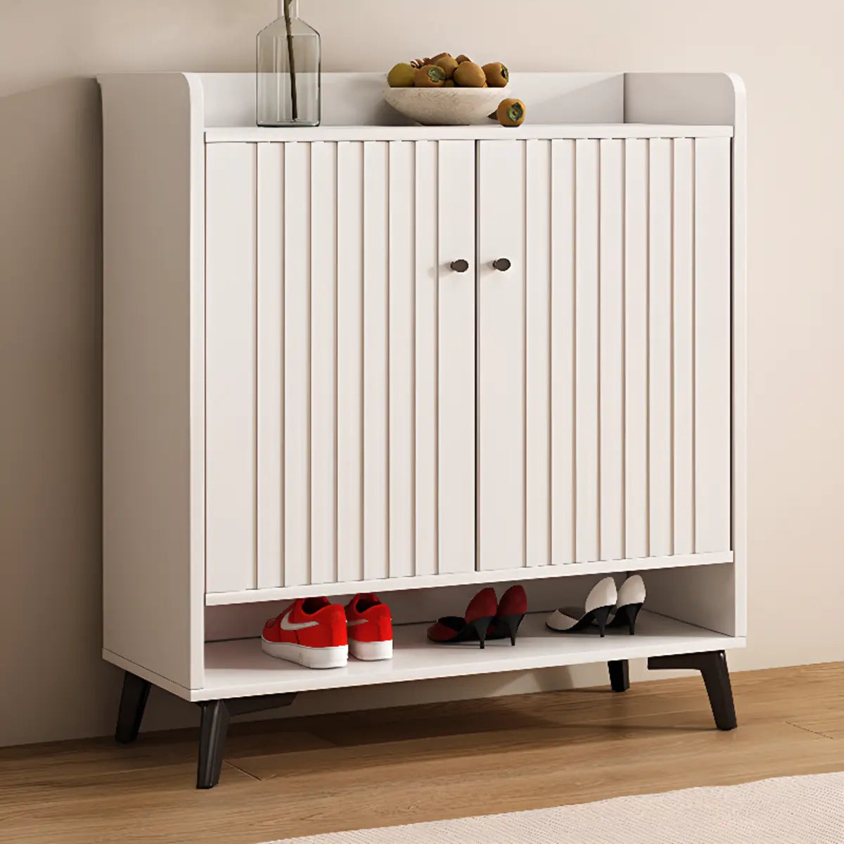 Modern Cabinet Wood Hallway Beige Large Shoe Storage Unit Image - 18