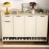 Modern Cabinet Wood Hallway Beige Large Shoe Storage Unit Image - 2