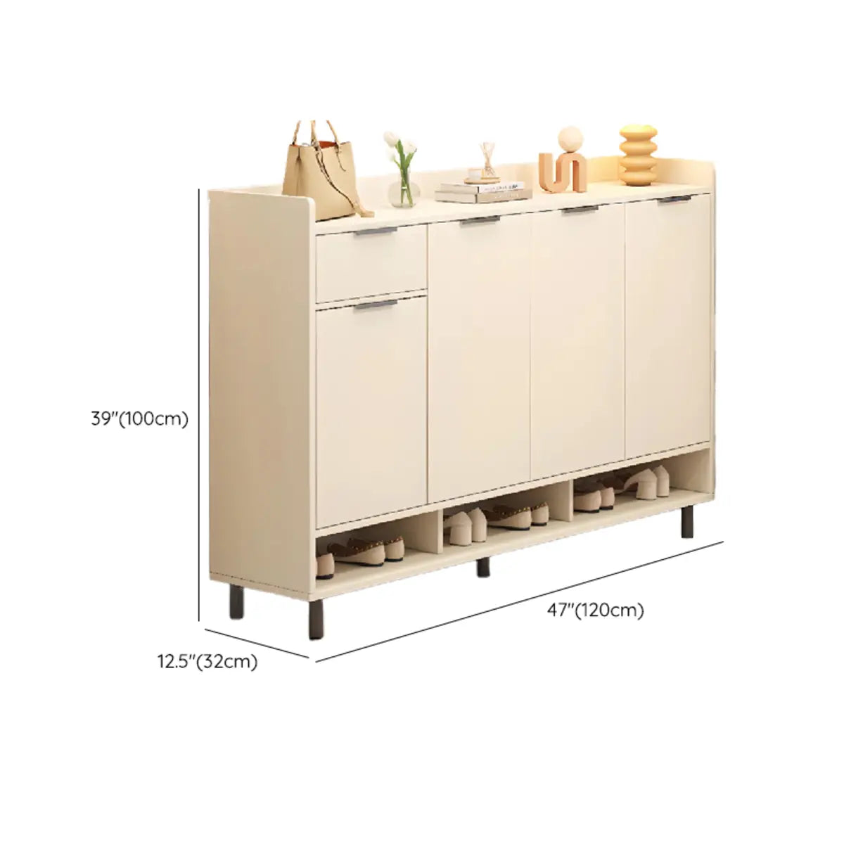 Modern Cabinet Wood Hallway Beige Large Shoe Storage Unit Image - 25