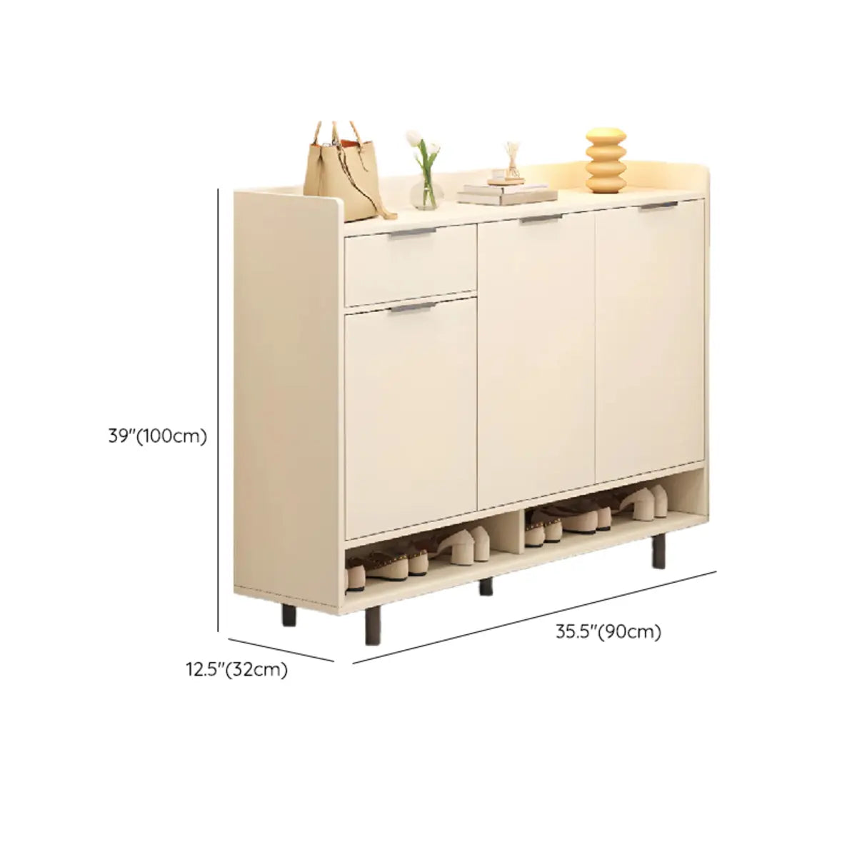 Modern Cabinet Wood Hallway Beige Large Shoe Storage Unit Image - 27