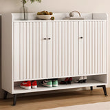 Modern Cabinet Wood Hallway Beige Large Shoe Storage Unit Image - 5