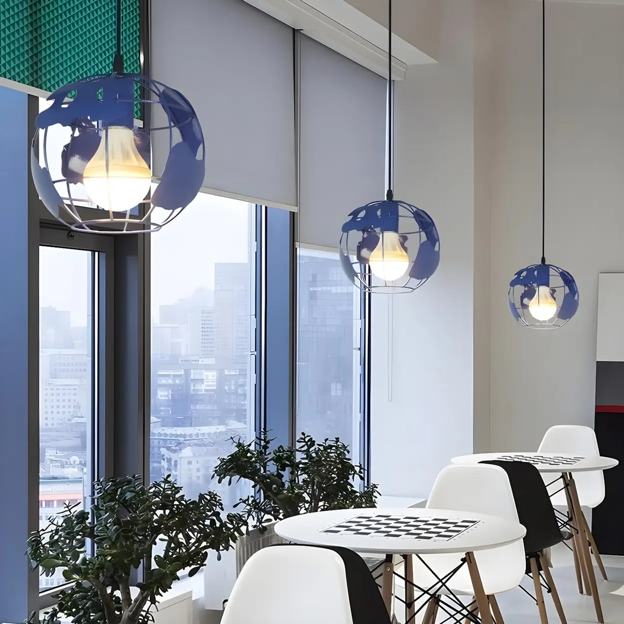 Modern Cafe Colorful World Map Metal Globe Pendant Light Image - 4