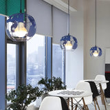 Modern Cafe Colorful World Map Metal Globe Pendant Light Image - 4