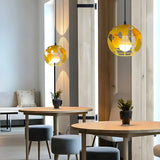 Modern Cafe Colorful World Map Metal Globe Pendant Light Image - 8