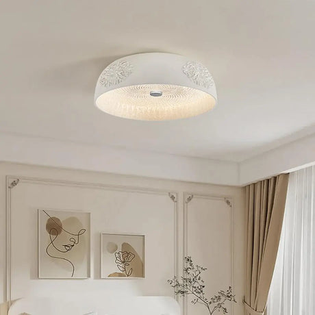 Contemporary White Carving Dome Flush Mount Light Image - 1