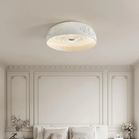 Contemporary White Carving Dome Flush Mount Light Image - 2