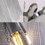 Modern Cascading Silver Metal Chain Fringe Tassel Chandelier Image - 5