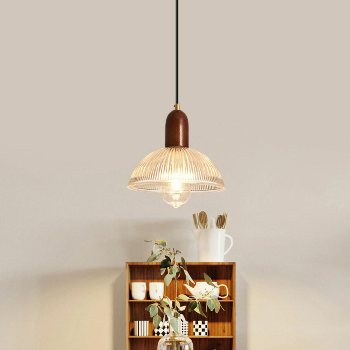 Modern Casual Clear Glass Dome Dining Room Pendant Light Image - 7