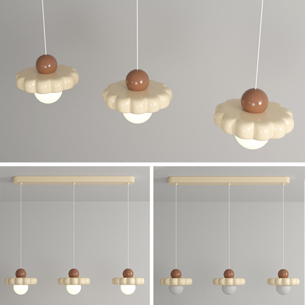 Modern Chalk Resin Trio Metal Globe Pendant Lights Image - 14