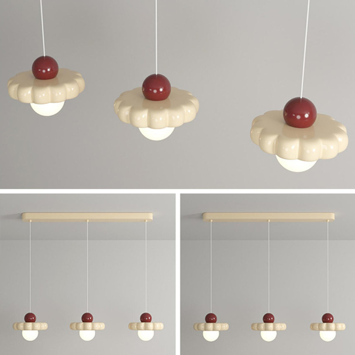 Modern Chalk Resin Trio Metal Globe Pendant Lights Image - 15