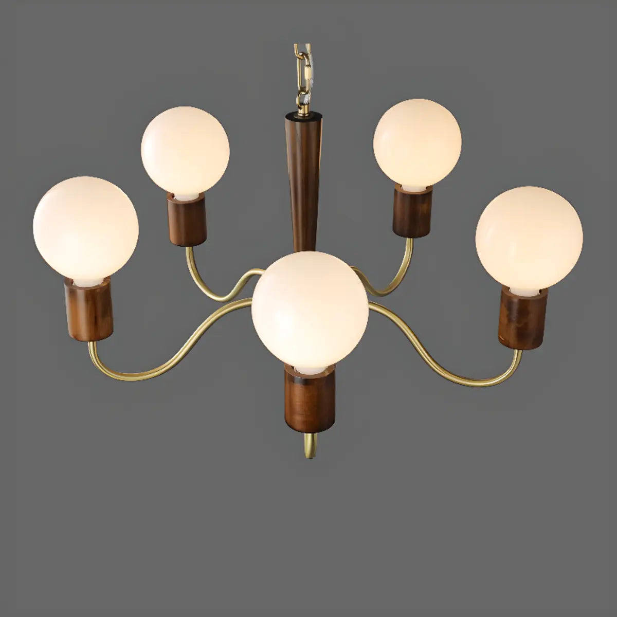 Nordic Geometric Wood Living Room Walnut Chandelier Image - 9