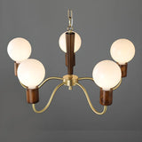 Nordic Geometric Wood Living Room Walnut Chandelier Image - 11