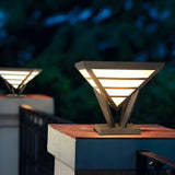 Modern Chic Black Triangle Metal Outdoor Post Light Image - 1