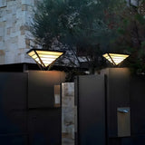 Modern Chic Black Triangle Metal Outdoor Post Light Image - 3