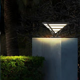 Modern Chic Black Triangle Metal Outdoor Post Light Image - 4