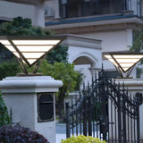 Modern Chic Black Triangle Metal Outdoor Post Light Image - 5