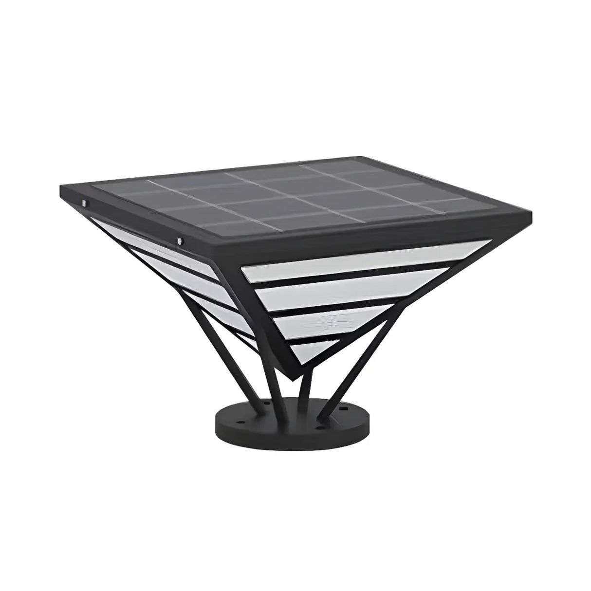 Modern Chic Black Triangle Metal Outdoor Post Light Image - 6