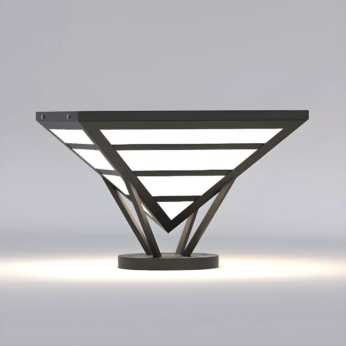 Modern Chic Black Triangle Metal Outdoor Post Light Image - 7