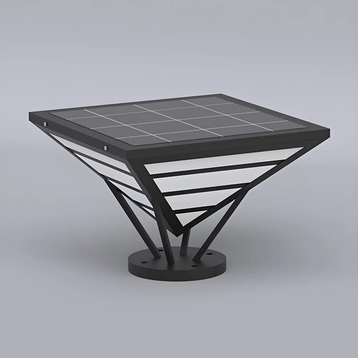 Modern Chic Black Triangle Metal Outdoor Post Light Image - 8